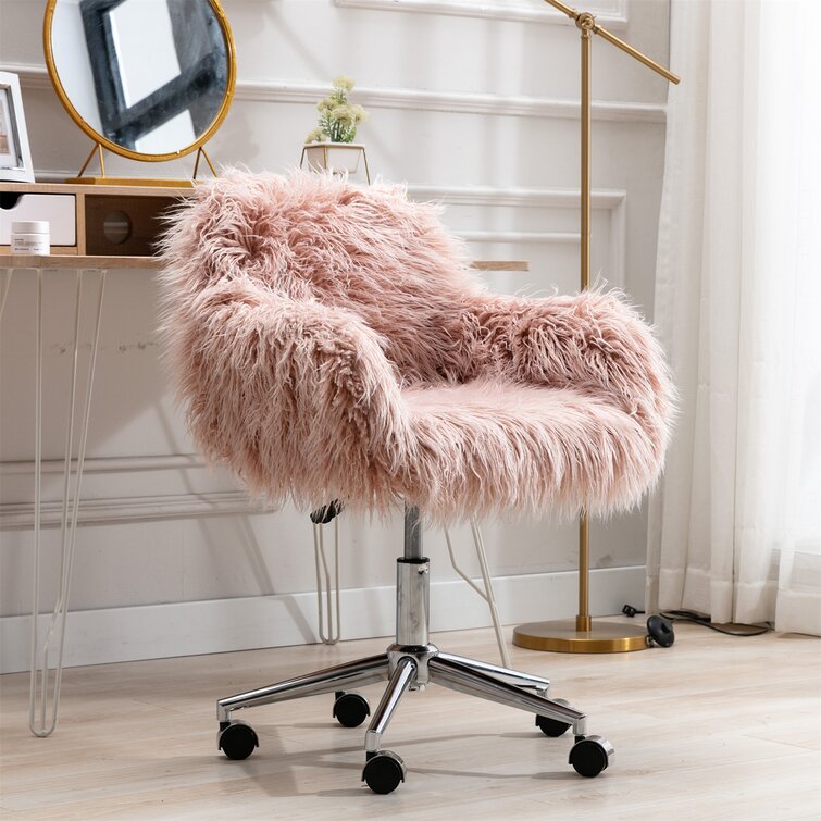 Cozywind Pink Faux Fur Task Chair with Wheels Wayfair